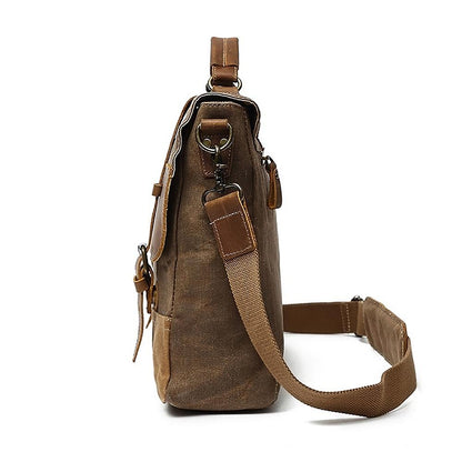 Waterproof Waxed Canvas & Genuine Leather Shoulder Bag – Men's Laptop Messenger Bag | Jack