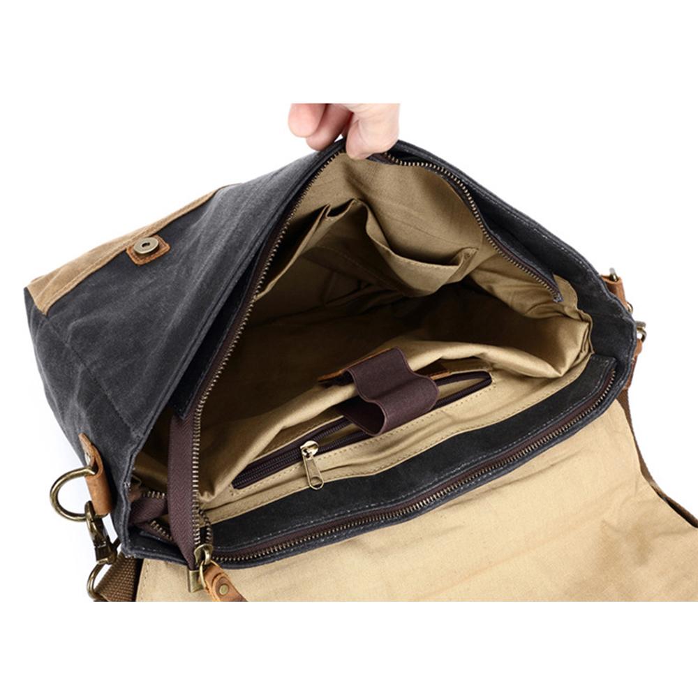 Waterproof Waxed Canvas & Genuine Leather Shoulder Bag – Men's Laptop Messenger Bag | Jack