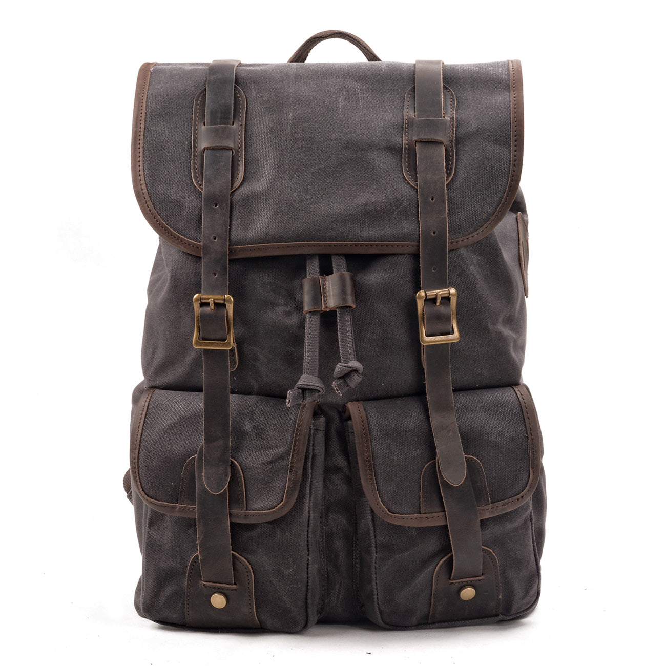 Waxed Canvas & Genuine Leather Travel Backpack – Vintage Rucksack