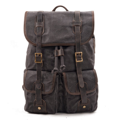 Waxed Canvas & Genuine Leather Travel Backpack – Vintage Rucksack