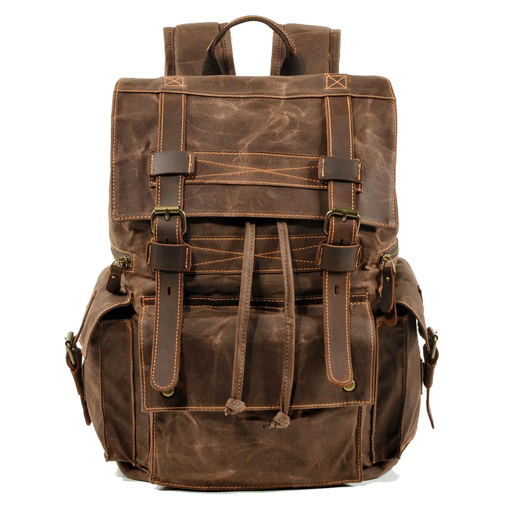 Waxed Canvas & Genuine Leather Rucksack – Large 20L Backpack | Brian