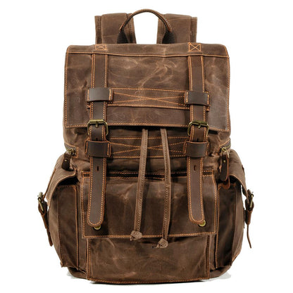 Waxed Canvas & Genuine Leather Rucksack – Large 20L Backpack | Brian