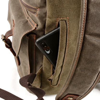 Waxed Canvas & Genuine Leather Rucksack – Large 20L Backpack | Brian