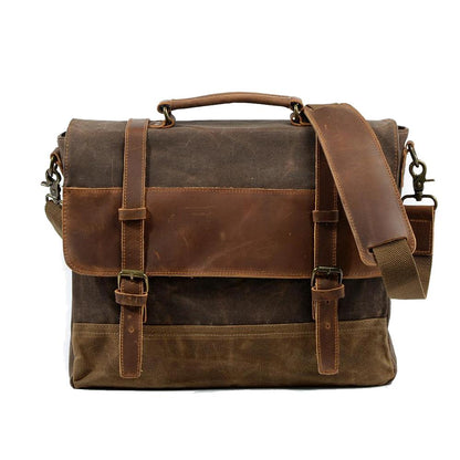 Waterproof Waxed Canvas & Genuine Leather Shoulder Bag – Men's Laptop Messenger Bag | Jack