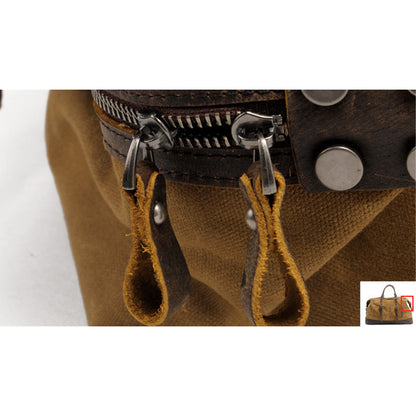 Waxed Canvas & Genuine Leather Travel Bag – 38L Duffle Weekender