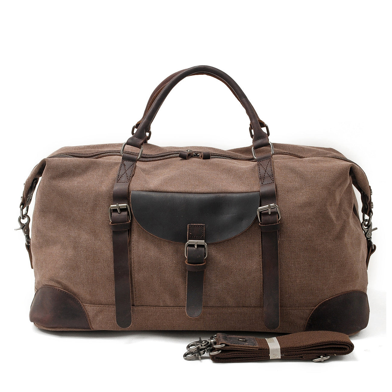 Waxed Canvas & Genuine Leather Travel Duffle Bag – 56L Weekender