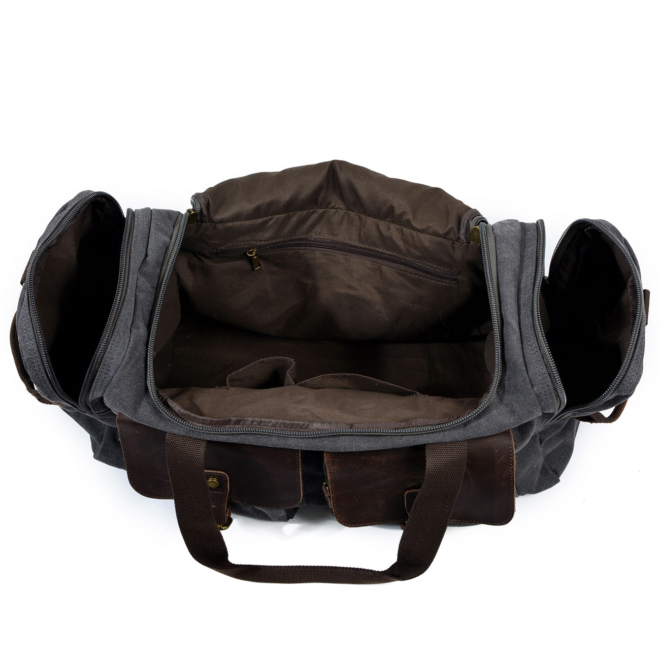 Waxed Canvas & Genuine Leather Duffle Bag – Men's Weekender Travel Bag