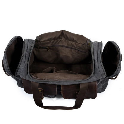 Waxed Canvas & Genuine Leather Duffle Bag – Men's Weekender Travel Bag