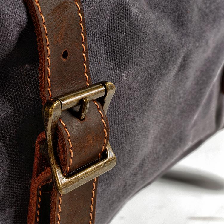 Waterproof Waxed Canvas & Genuine Leather Duffle Bag – 35L Weekender