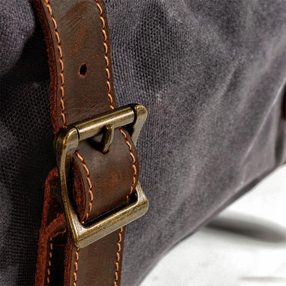 Waterproof Waxed Canvas & Genuine Leather Duffle Bag – 35L Weekender