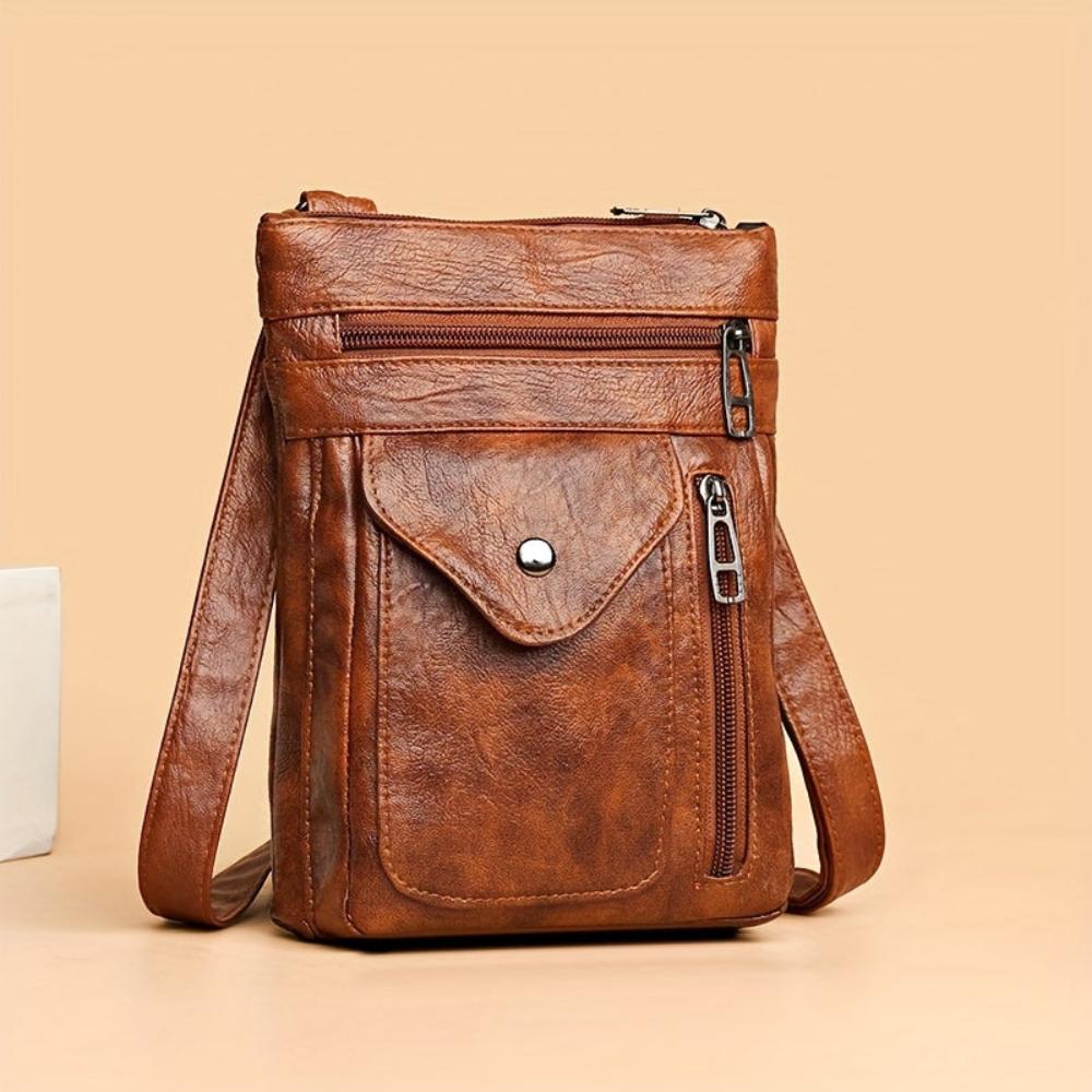 Genuine Leather Shoulder Bag for Women – Slim Vintage Handbag | Lina
