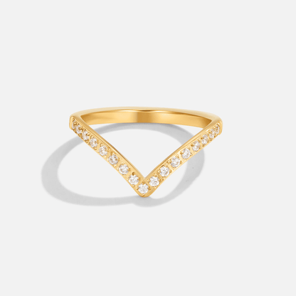 Celeste Crown Ring – 18K Gold Crystal Crown Stacking Ring