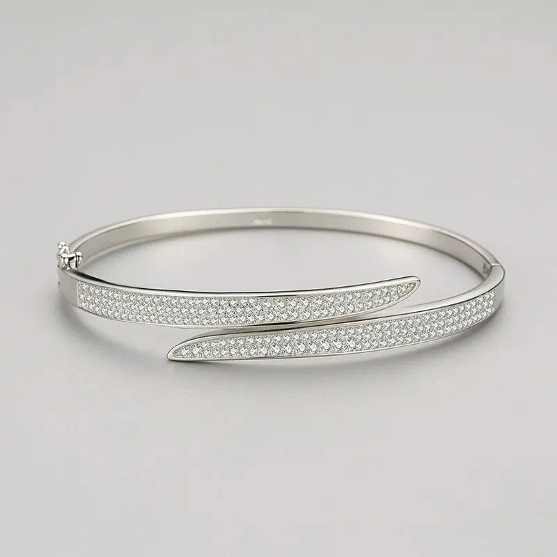 Céline Glow Bangle – 925 Sterling Silver Platinum Crystal Bangle