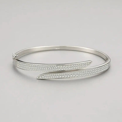 Céline Glow Bangle – 925 Sterling Silver Platinum Crystal Bangle