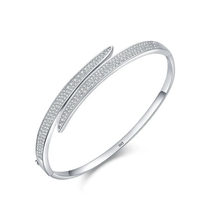 Céline Glow Bangle – 925 Sterling Silver Platinum Crystal Bangle