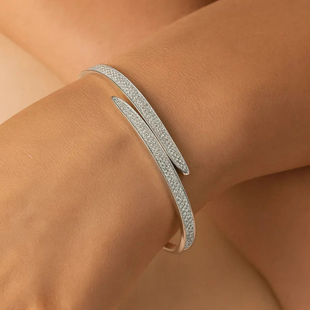 Céline Glow Bangle – 925 Sterling Silver Platinum Crystal Bangle