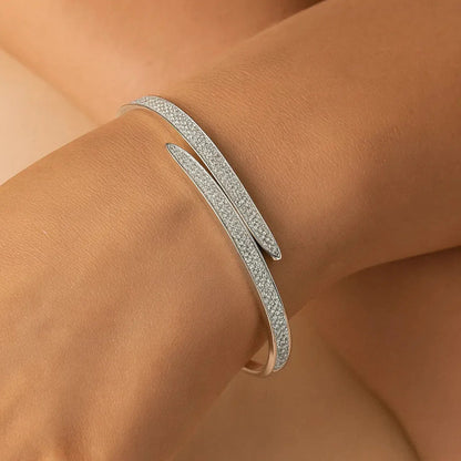Céline Glow Bangle – 925 Sterling Silver Platinum Crystal Bangle