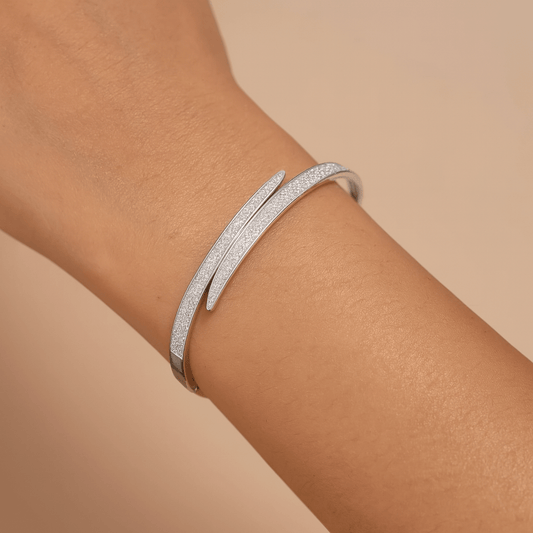 Céline Glow Bangle – 925 Sterling Silver Platinum Crystal Bangle