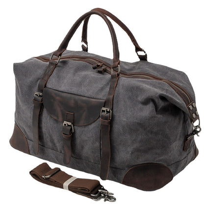 Waxed Canvas & Genuine Leather Travel Duffle Bag – 56L Weekender