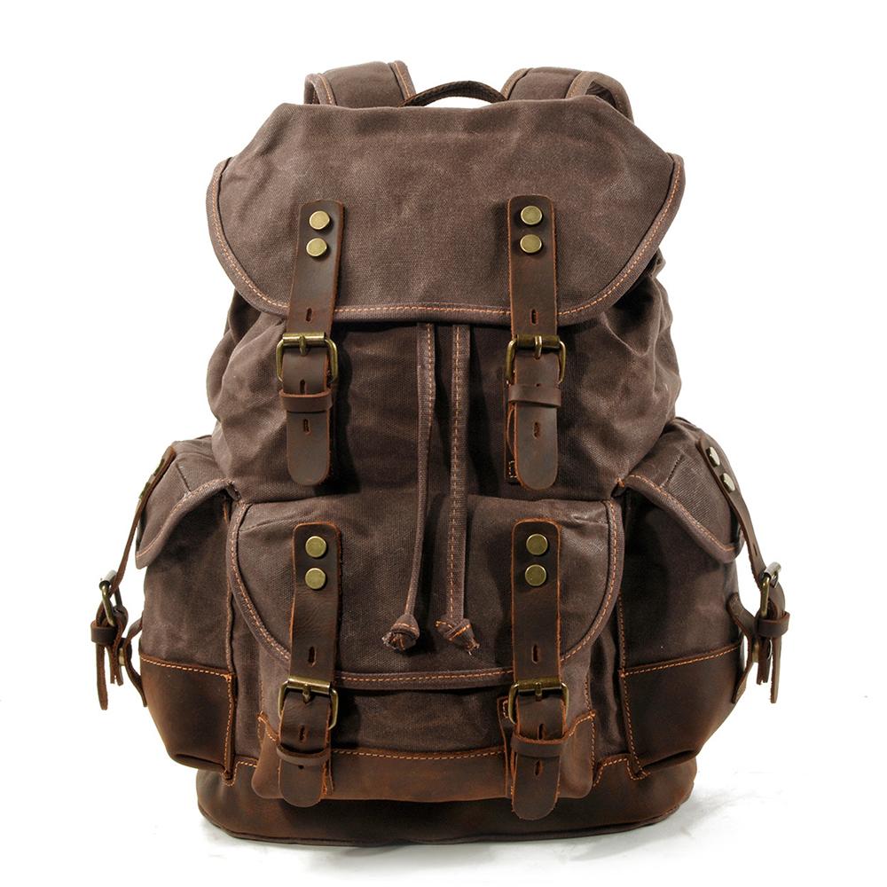 Waxed Canvas & Genuine Leather Hiking Backpack – 18L Rucksack | John