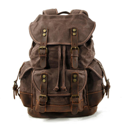 Waxed Canvas & Genuine Leather Hiking Backpack – 18L Rucksack | John