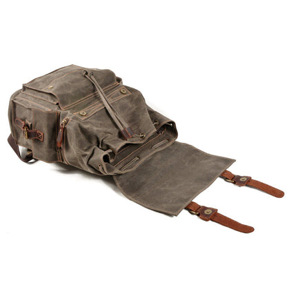 Waxed Canvas & Genuine Leather Rucksack – Large 20L Backpack | Brian