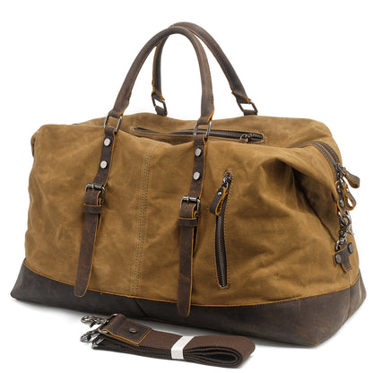 Waxed Canvas & Genuine Leather Travel Bag – 38L Duffle Weekender