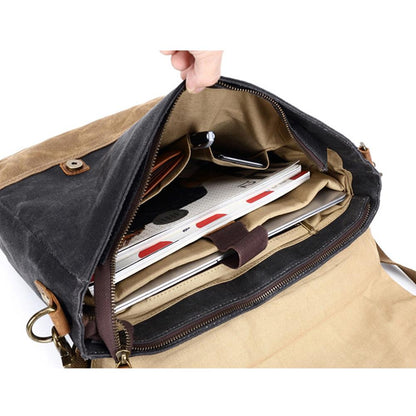 Waterproof Waxed Canvas & Genuine Leather Shoulder Bag – Men's Laptop Messenger Bag | Jack