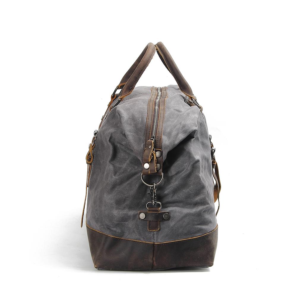Waxed Canvas & Genuine Leather Travel Bag – 38L Duffle Weekender