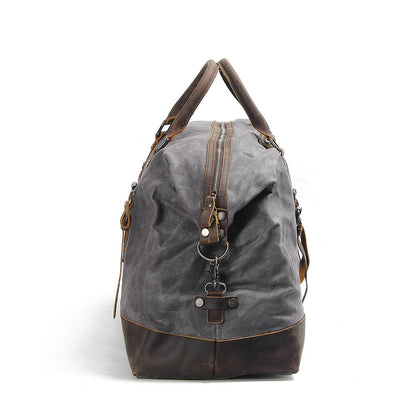 Waxed Canvas & Genuine Leather Travel Bag – 38L Duffle Weekender