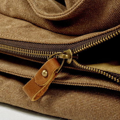Waxed Canvas & Genuine Leather Messenger Bag – Men's Vintage Shoulder Bag | Scott