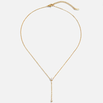 Crystal Lariat Drop Necklace – 18K Gold Adjustable Y-Drop Necklace