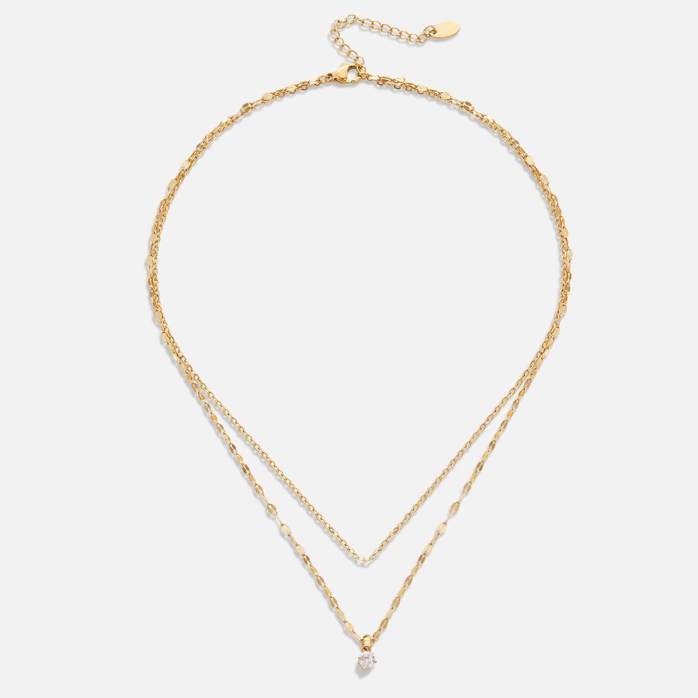 Crystal Teardrop Necklace – 18K Gold Pear-Cut Crystal Pendant Necklace