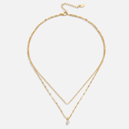 Crystal Teardrop Necklace – 18K Gold Pear-Cut Crystal Pendant Necklace