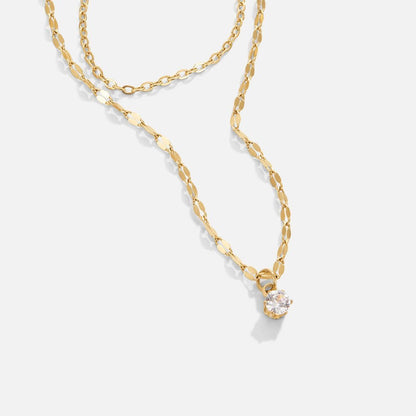 Crystal Teardrop Necklace – 18K Gold Pear-Cut Crystal Pendant Necklace