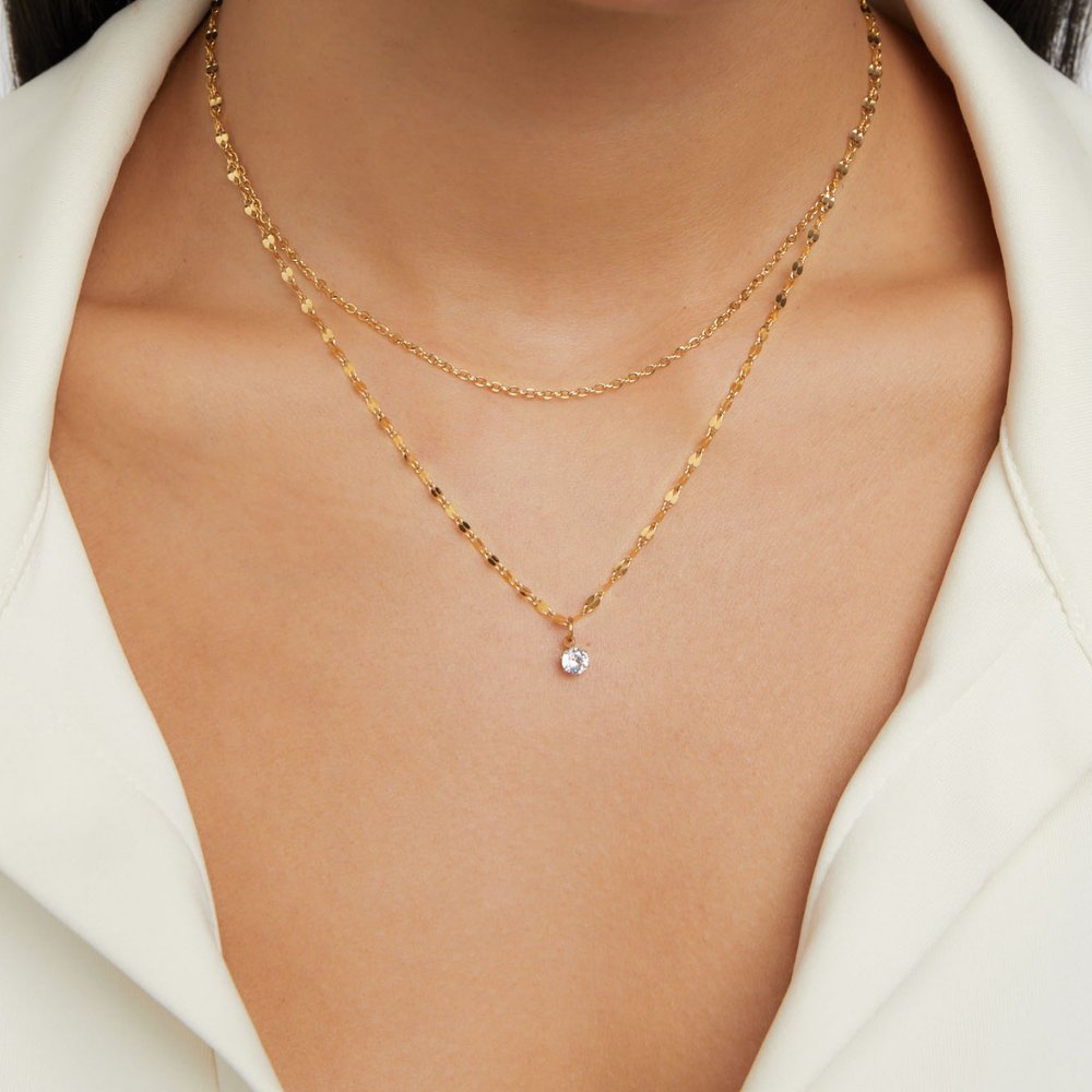 Crystal Teardrop Necklace – 18K Gold Pear-Cut Crystal Pendant Necklace
