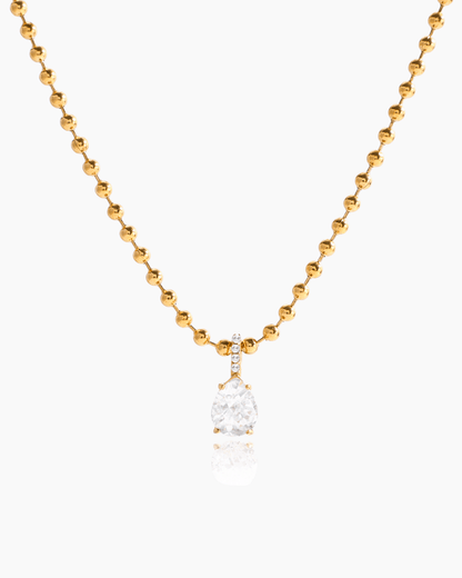 Crystal Teardrop Pendant Necklace – 18K Gold Waterproof Chain