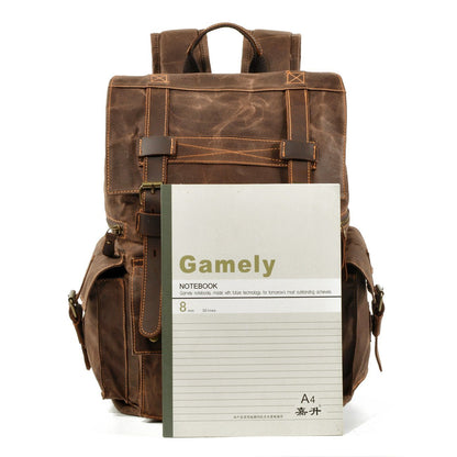Waxed Canvas & Genuine Leather Rucksack – Large 20L Backpack | Brian