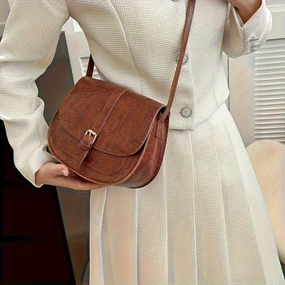 Genuine Leather Saddle Bag for Women – Compact Crossbody Bag