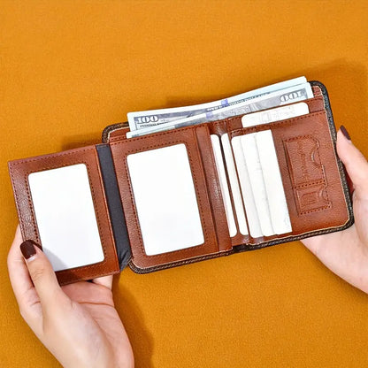 Genuine Leather RFID Wallet – Men's Slim Trifold Card Wallet