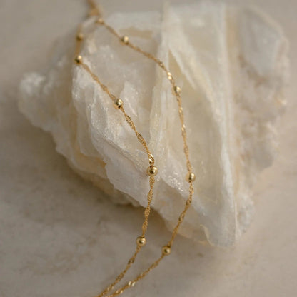 Daphne Twin Bead Bracelet – 18K Gold Waterproof Beaded Bracelet