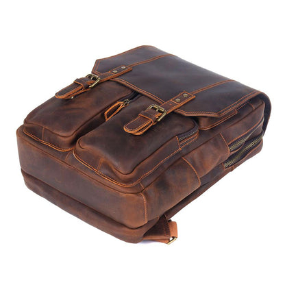 Genuine Leather Travel Backpack – Retro Vintage Rucksack