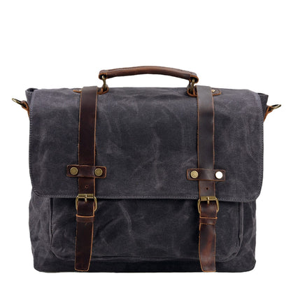 Waxed Canvas & Genuine Leather Messenger Bag – Men's Everyday Shoulder Bag | Ryan