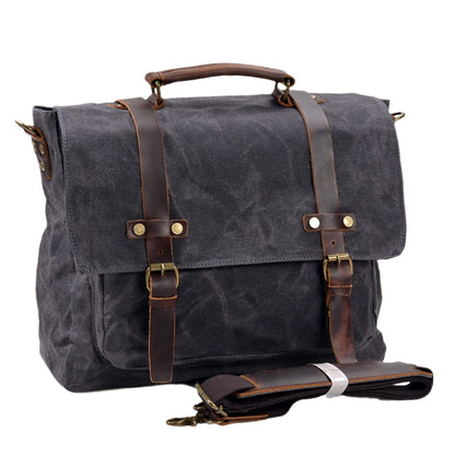 Waxed Canvas & Genuine Leather Messenger Bag – Men's Everyday Shoulder Bag | Ryan