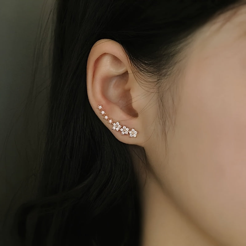 Timeless Floral Ear Climbers – Rose Gold, Silver or Gold