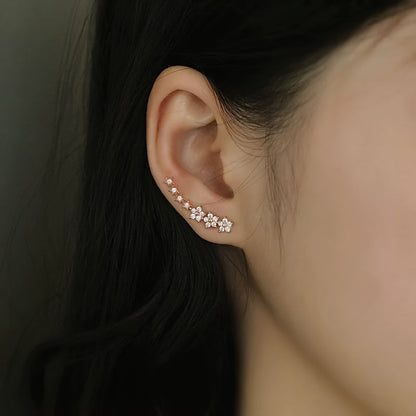 Timeless Floral Ear Climbers – Rose Gold, Silver or Gold