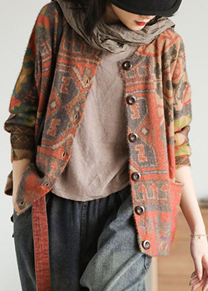 Printed Knit Cardigan with Pockets | Sweater