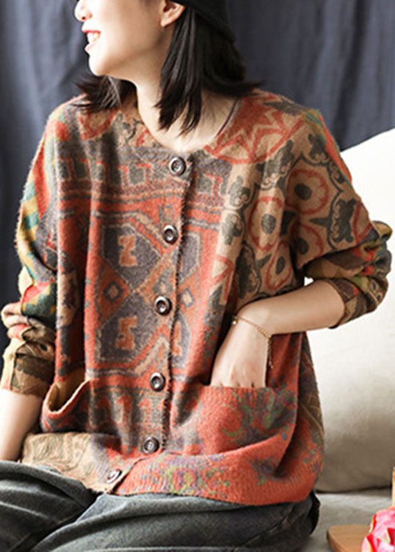 Printed Knit Cardigan with Pockets | Sweater