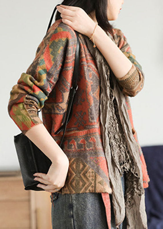 Printed Knit Cardigan with Pockets | Sweater