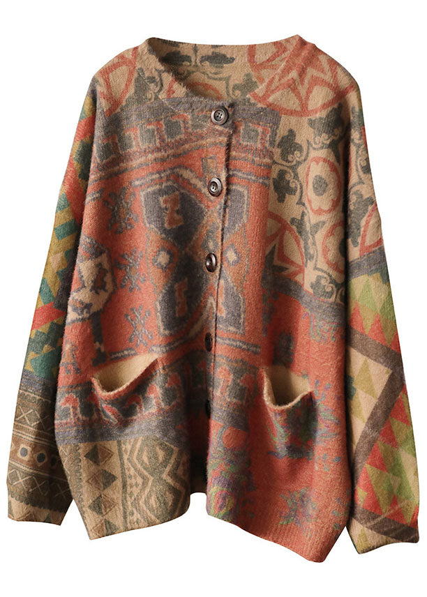 Printed Knit Cardigan with Pockets | Sweater
